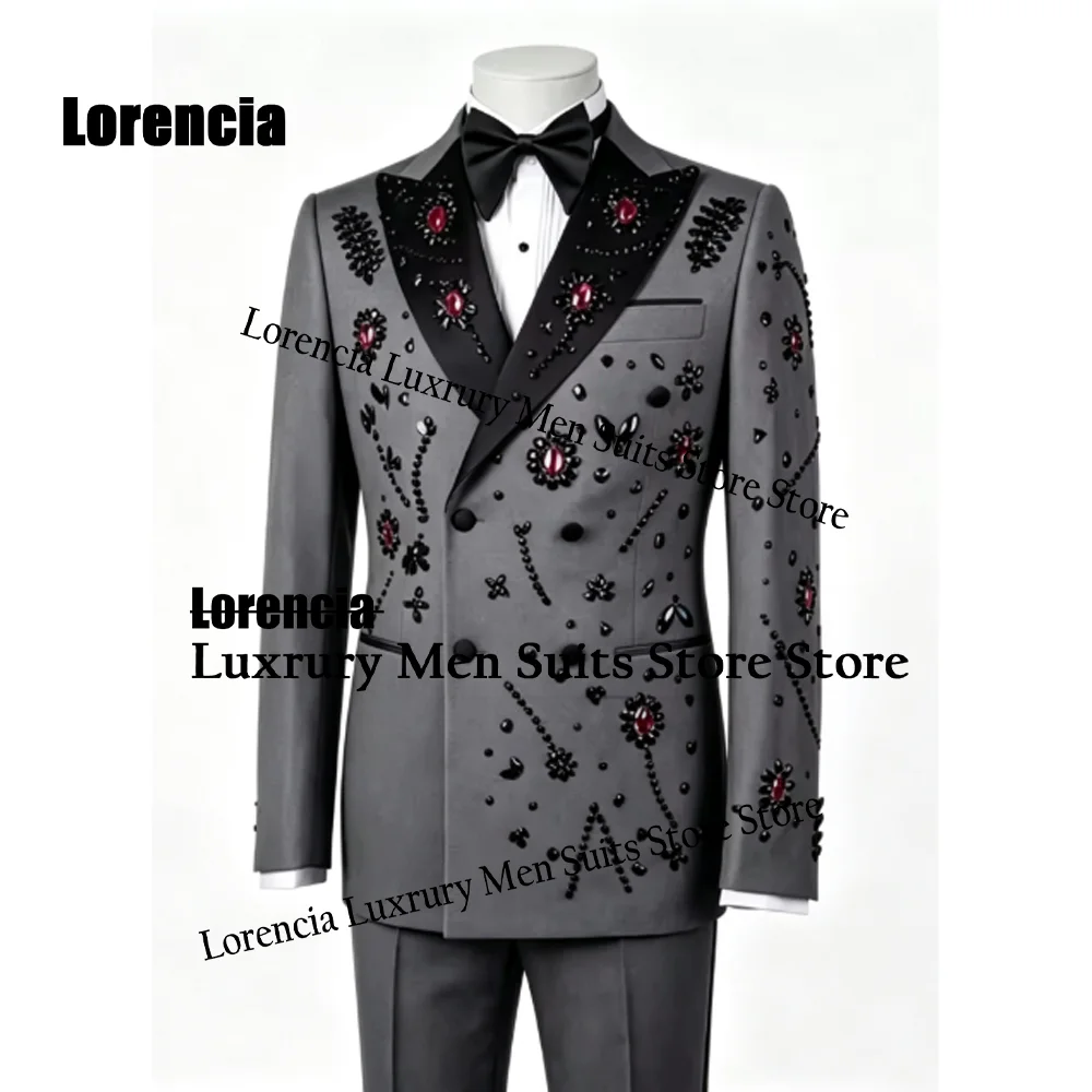 Fashion Jewelry Men Suit Customized Simple Paillette Sequin Evening Tuxedo Slim Intricate  hombre 2 Pieces Set Groom Male Blazer