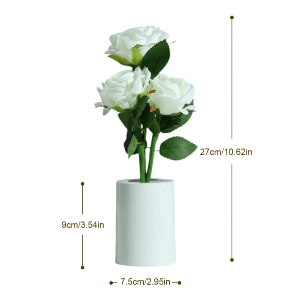 LED Light Source LED Chinese Rose Table Lamp Simulation Rose Flower 3 Head Design Battery Operated Night Light Battery Operated