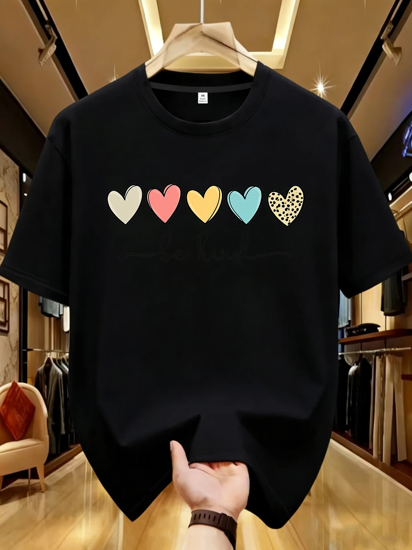 

【WDS01218】Art printing plus size women's round neck T-shirt summer casual street fashion women's Joker short sleeve T-shirt