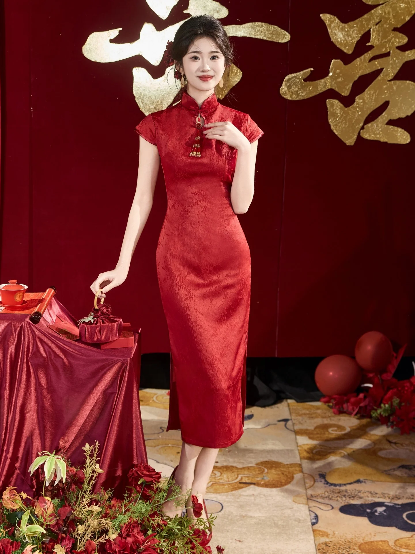 

Новая улучшенная версия свадебной юбки миди Ele Red Wedding Dr из полиэстера для торжества в честь свадьбы