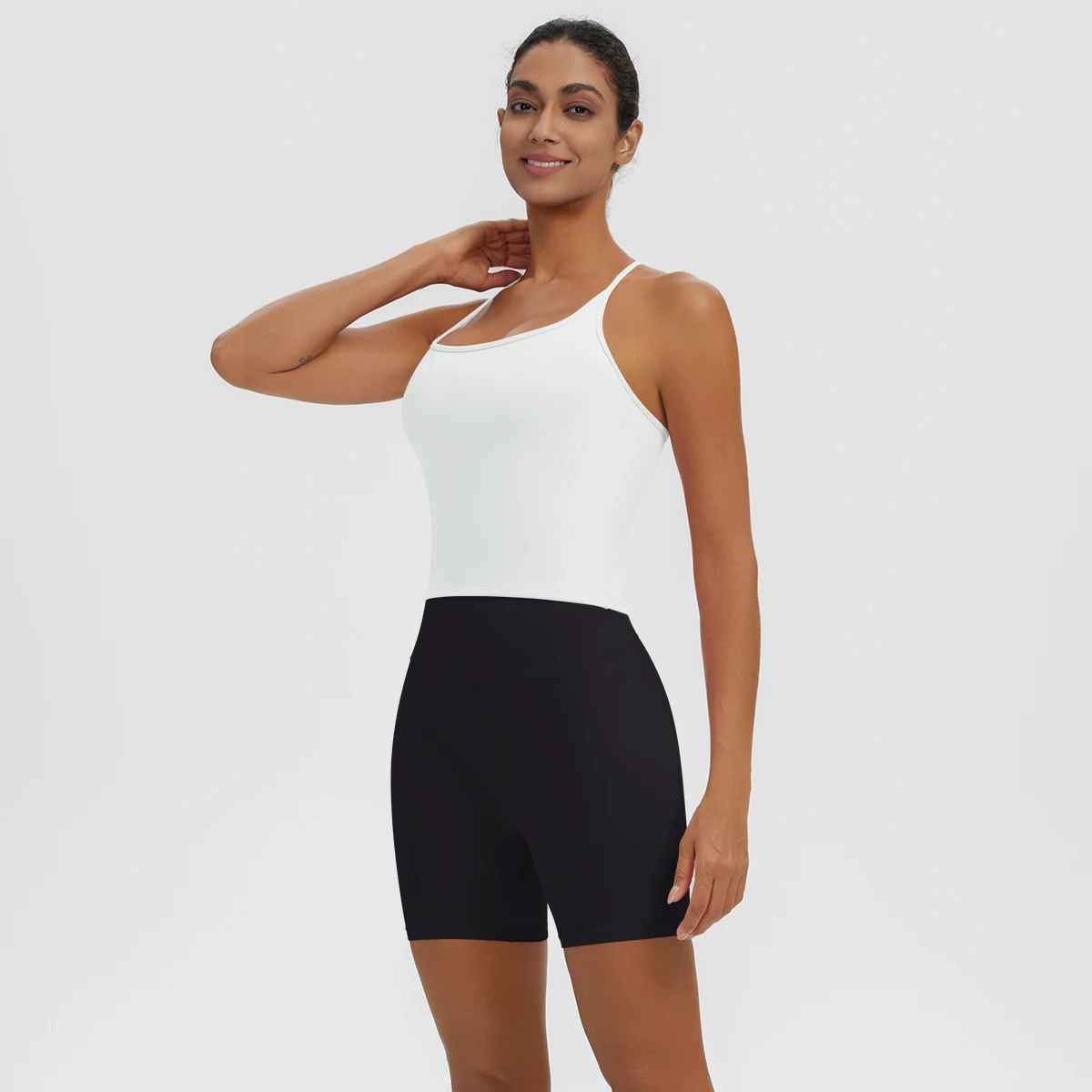 Rooftrellen 2-teiliges sexy einfarbiges Yoga-Set für Frauen, mit schönem Rücken und I-förmiger Weste, Fitness-Lauf-Yoga-Shorts-Set für Damen – Detail 31