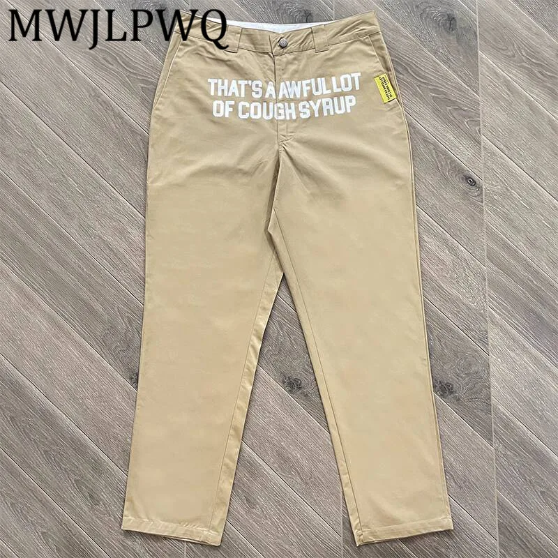 

MWJLPWQ Letter Print Design Male Trousers High Streeet 2025 Trendy Slimming Straight Casual Pants Autumn Spring 12361
