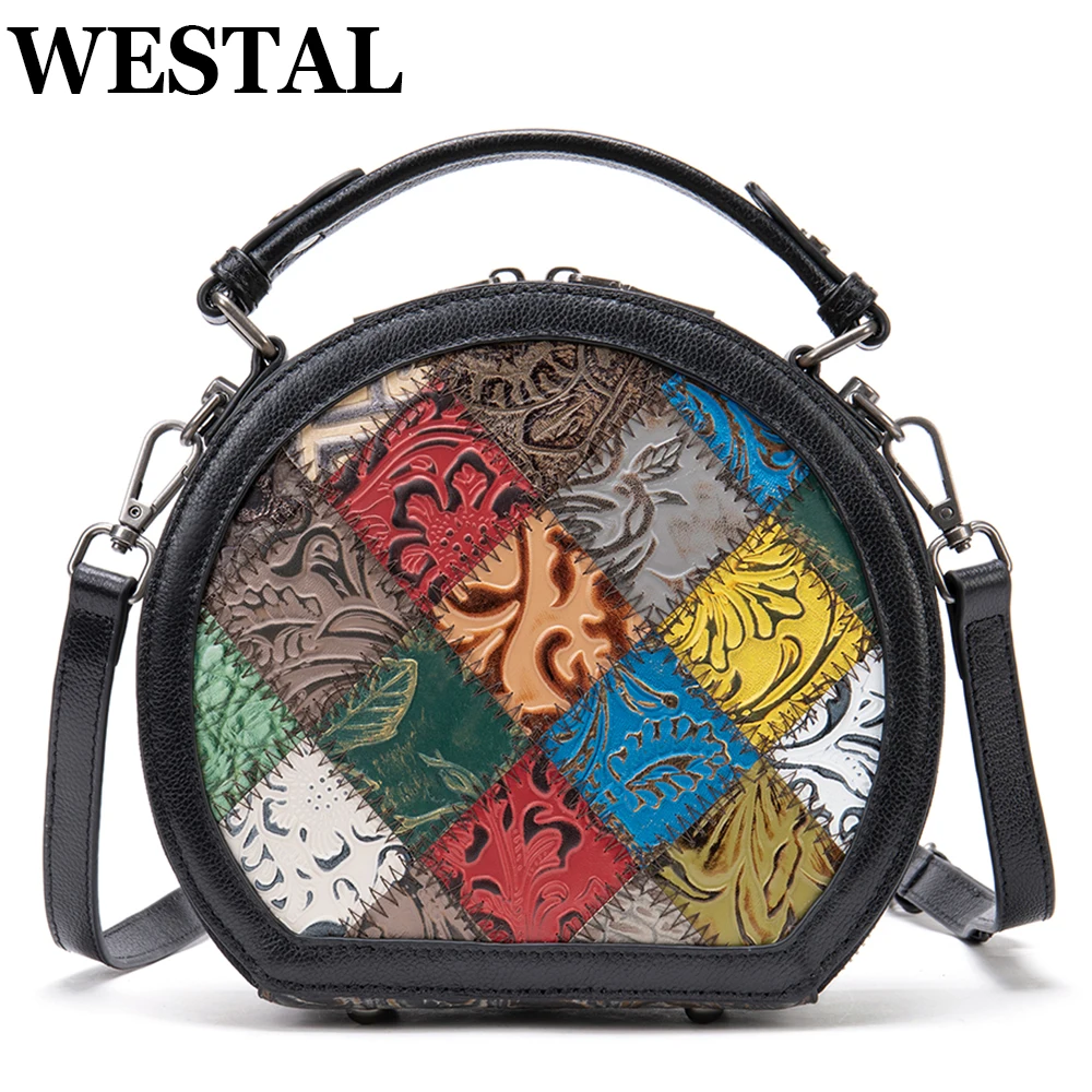 WESTAL Crossbody Bags For Women Genuine Leather Handbags Purse Colorful Shoulder Bag Girl Vintage Tote Bag Small Messenger Bags