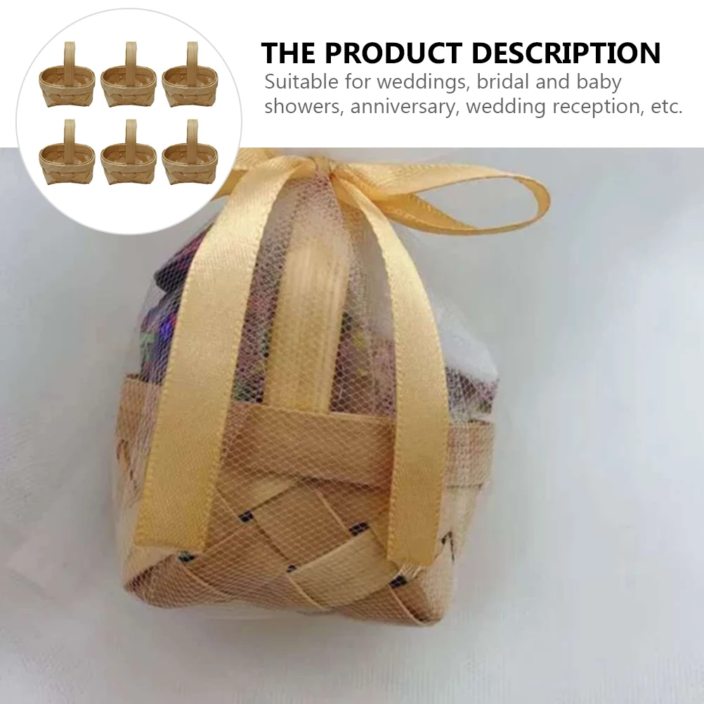 

6pcs Chocolate Gift Boxes Elegant Wood Chip Material Suitable Weddings Bridal Showers Anniversary Mini Gifts Baskets H