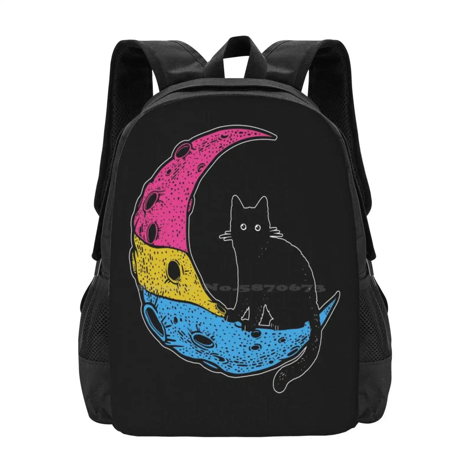

Pansexual Cat Moon Hot Sale Schoolbag Backpack Fashion Bags Pansexual Pride Pan Pride Pansexual Flag Pan Flag Lgbtqia Gay Pride