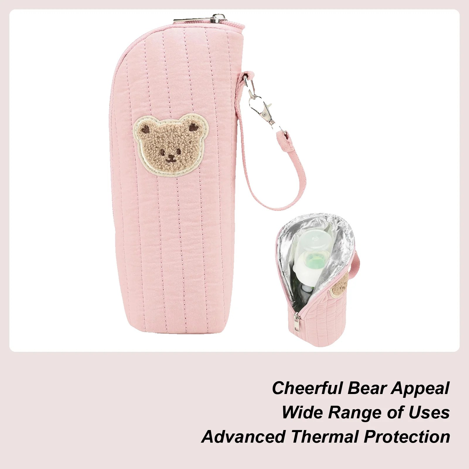 

Insulated Baby Bottle Bag Baby Bottle Carrier with Bear Design Portable Tote for Breast Milk Storage Preservation Transport
