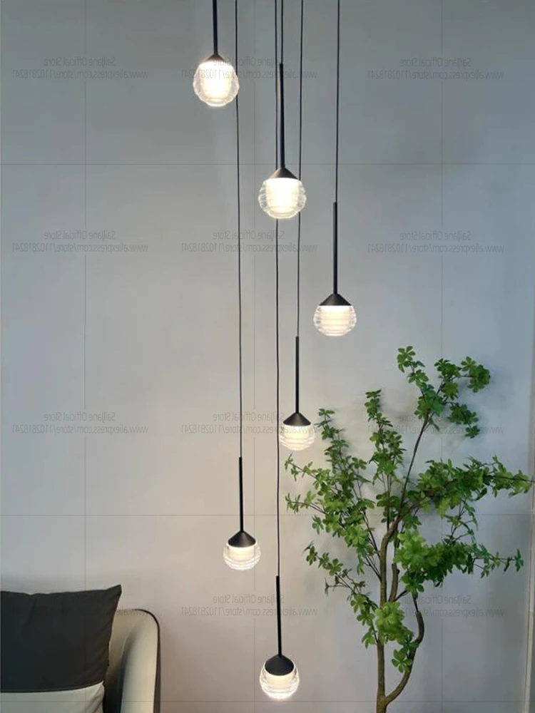 LED Droplet Shaped Pendent Lamp Bedside Lamp Villa Pendant Modern Staircase Lighting Fixture Bedroom Isolated Ceiling Chandelier