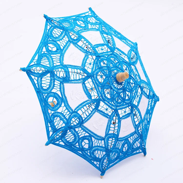 JMZ Umbrella Lace Princess Kids Girls European Embroidered Cotton Crochet White Decorative School Outdoor Rain Sun Protection