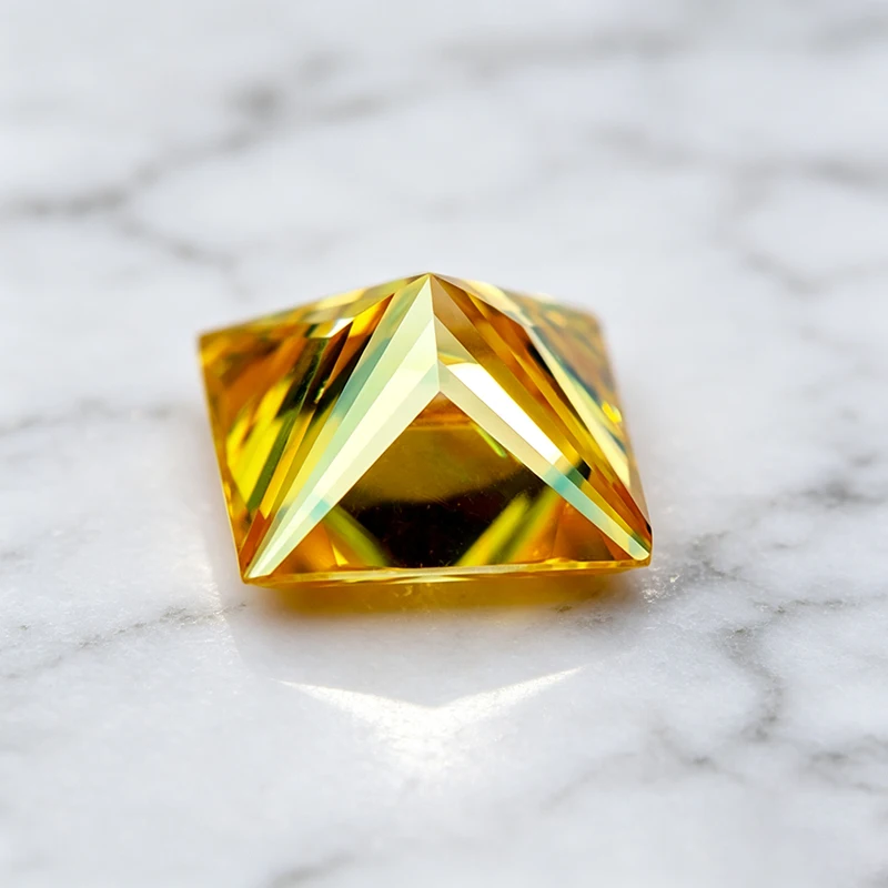 Moissanit-Stein in Prinzessinnenschliff, goldgelbe Farbe, Edelstein für DIY-Ringe, Halsketten, Ohrringe, Hauptmaterialien mit Zertifikat – Detail 2