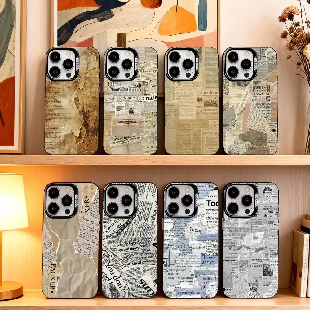 

O-Old N-Newspaper V-Vintage Phone Case For iPhone17,16,15,14,13,12,11 Plus,Pro Max Black Candy silver phone case
