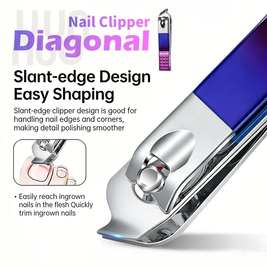 

Stainless Steel Color Gradient Eagle Beak Oblique Blade Nail Clippers Suitable for Thick Nails Ingrown Nails, Ergonomic Handle