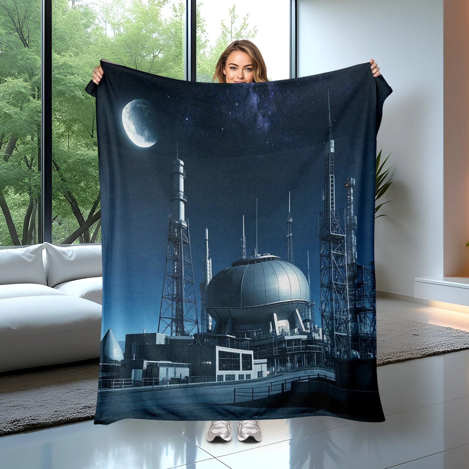 Space Architecture Night Scene Blanket Brings The Wonders Of Space Exploration Into Your Home