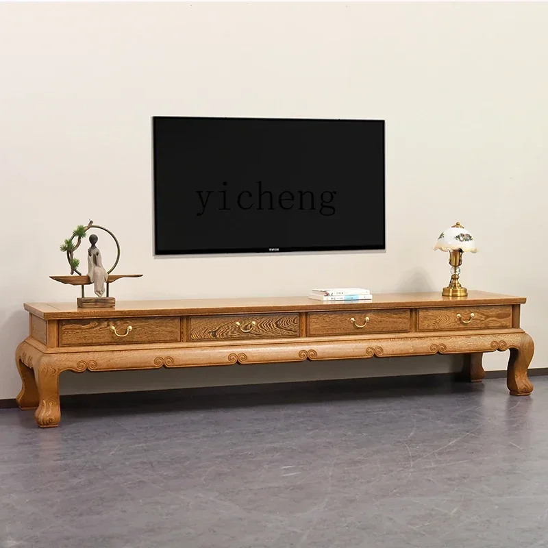 chicken wing wood TV cabinet with pumping storage solid wood home video cabinet living room bedroom floor cabinet