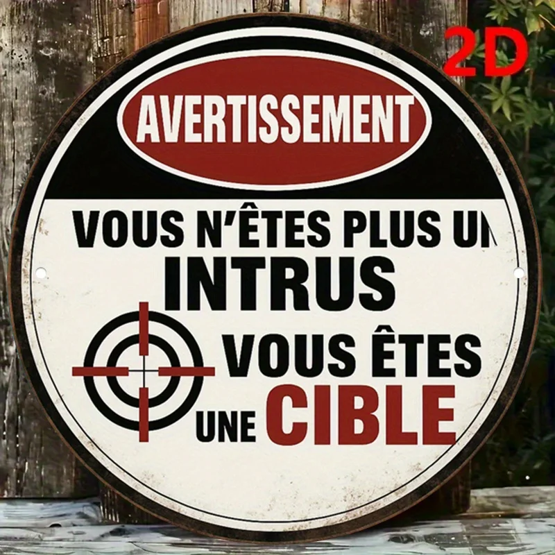 2D Flat, 2D Flat - A Vintage Aluminum Sign with a Warning Theme, Measuring 8.0X8.0inch, Featuring a Circular 2D Design. This Dec