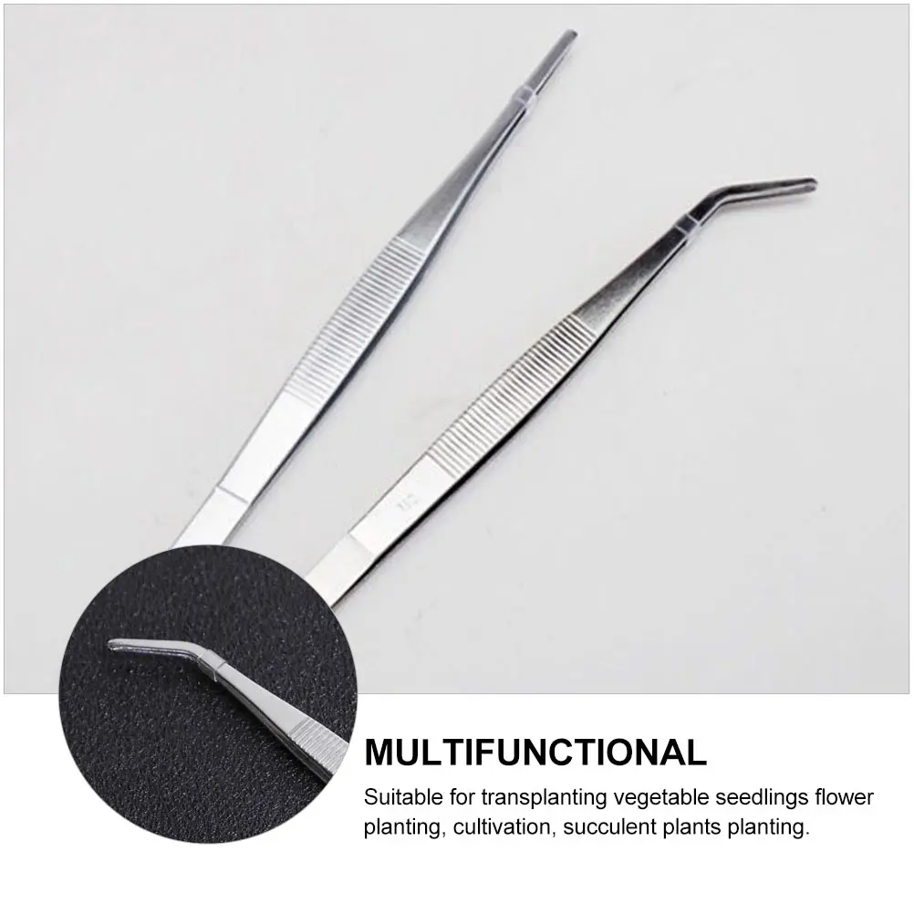 

6pcs Stainless Steel Tweezers Succulent Garden Hand Tools Lightweight Ergonomic Handle For Transplanting Seedlings Gardening