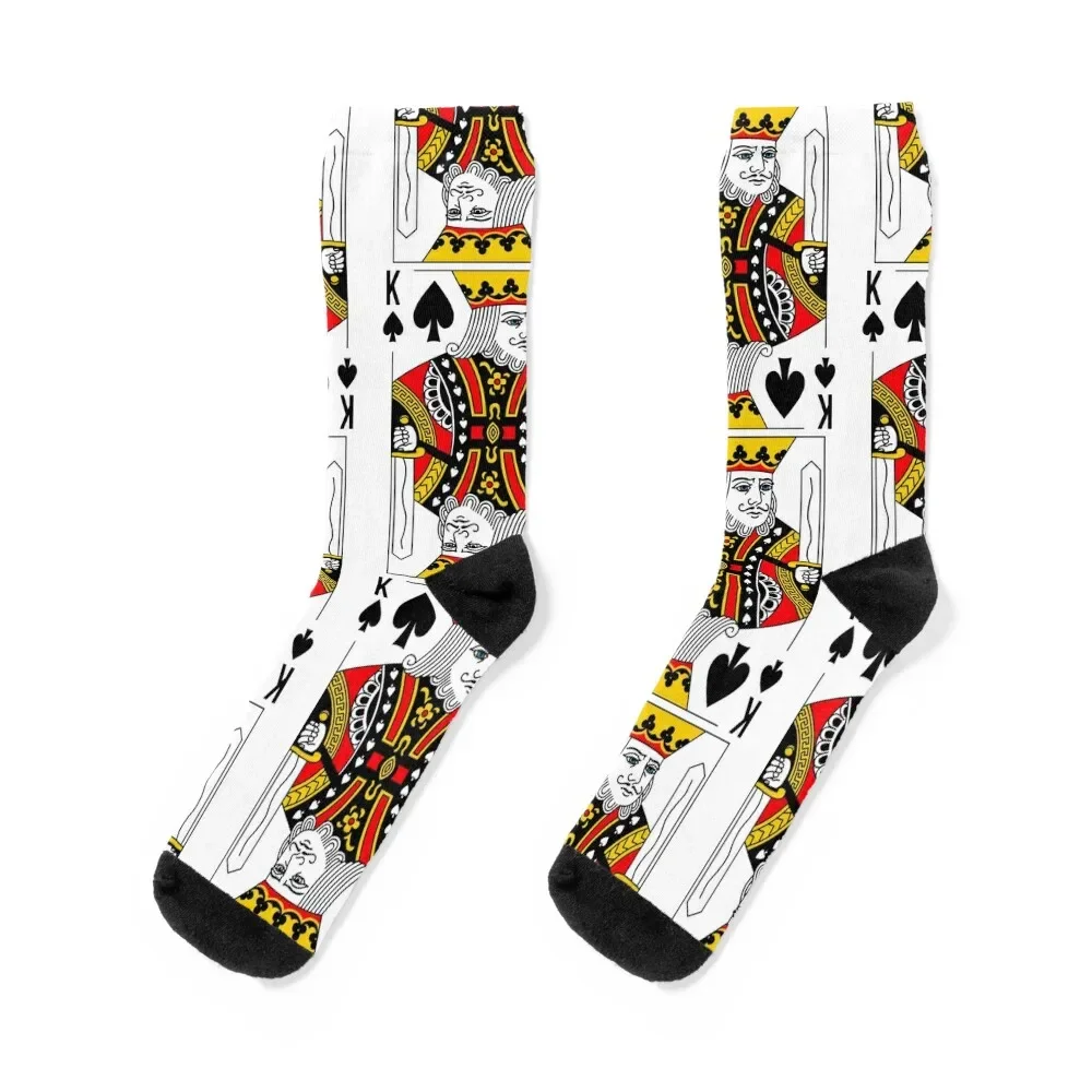 King of Spades Classic Card Deck Casino Poker K Spades Socks men cotton high quality new in's Socks For Girls Men's