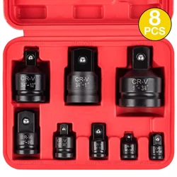 8 pcs/set Impact Socket Adapter, CR-V Socket Wrench Reducing Adapter, Drive Converter Kit, Hand Repair Tool Set Square Drive