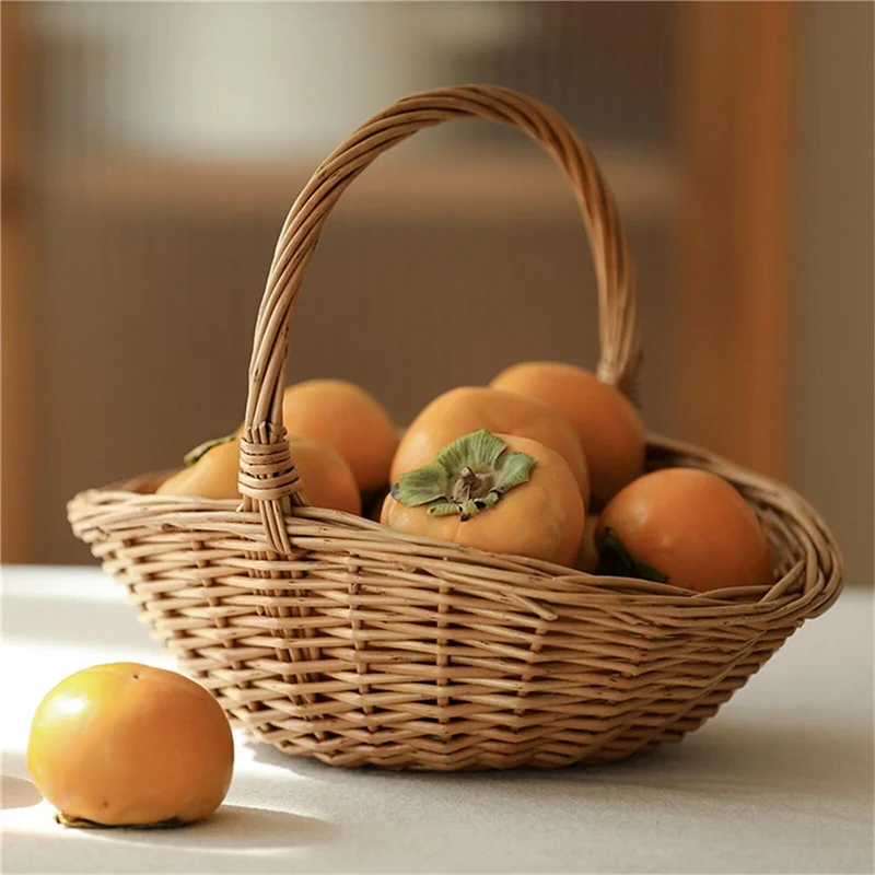 

Wicker Shopping Basket With Handle, Gift Hamper Basket, Picnic Baskets, Kitchen Basket Large