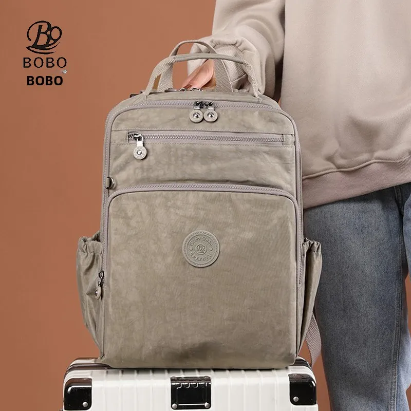 

BoBo New Double Shoulder Nylon Backpack Unisex Lightweight Multi-layer Student Computer Book Leisure Travel Bag Casual Style