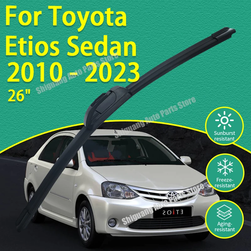 Palhetas de Silicone para Limpeza de Para-brisa para Toyota Etios Sedan 2010 - 2023, Acessórios para Limpadores de Para-brisa 2011 2012