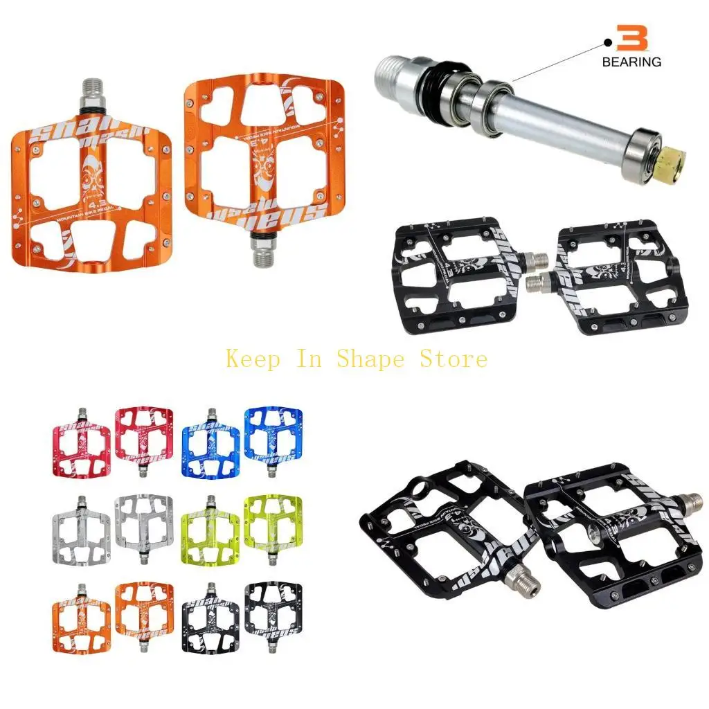 

U1JC Road MTB Mountain Bike Pedal 3 Bearing Steel Flat Cycling Pedals