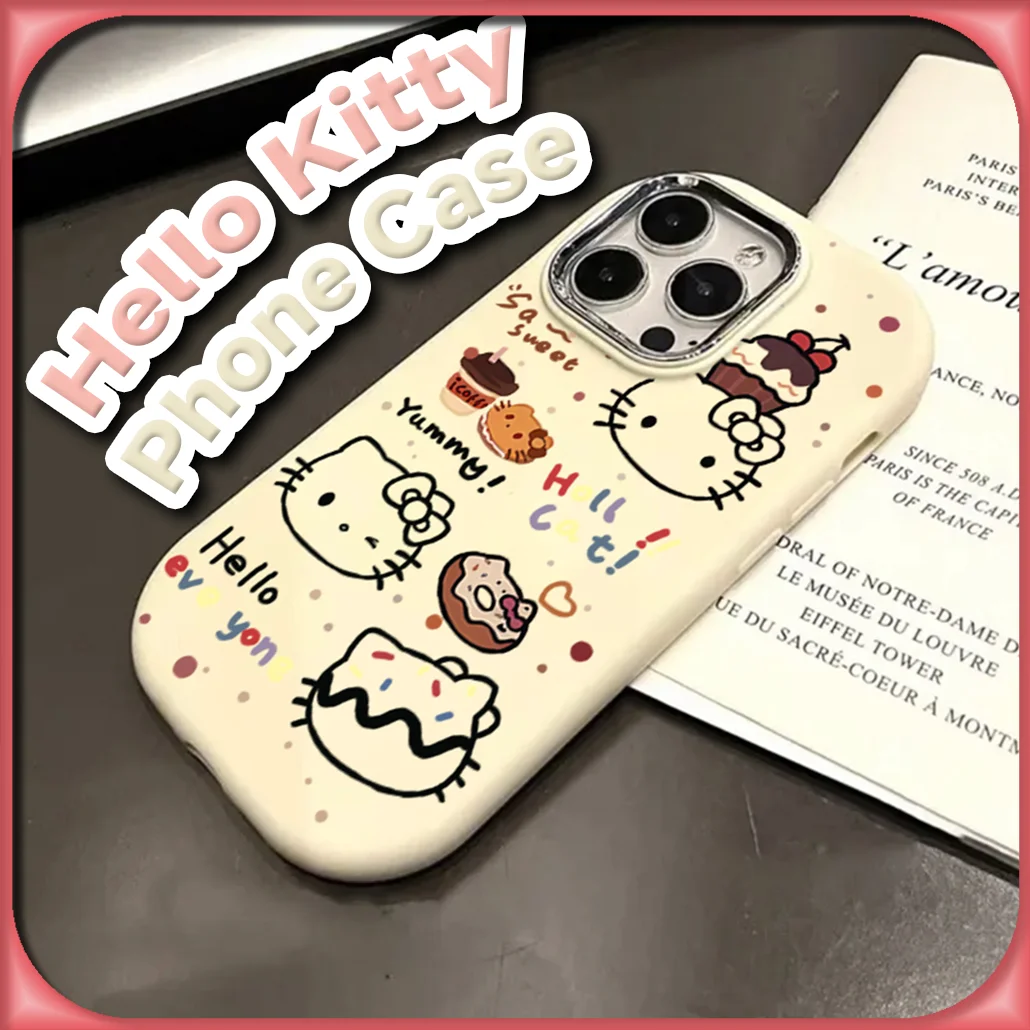 Kawaii Doughnut Hello Kitty Case for IPhone 16 15 14 13 12 11 Pro Max Sanrio Anime Accessory Creative Fashion Protective Cover