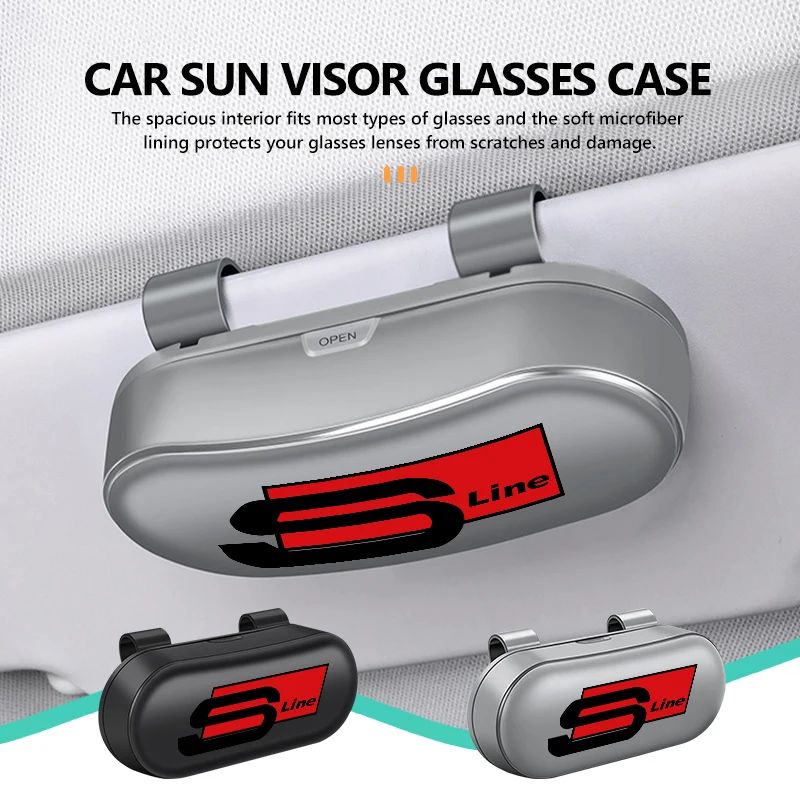 

Car Interior Universal Sun Visor Sunglasses Storage Glasses Box For Audi Sline Quattro Q1 Q2 Q3 Q4 Q5 Q6 Q7 Q8 RS3 RS4 RSQ3