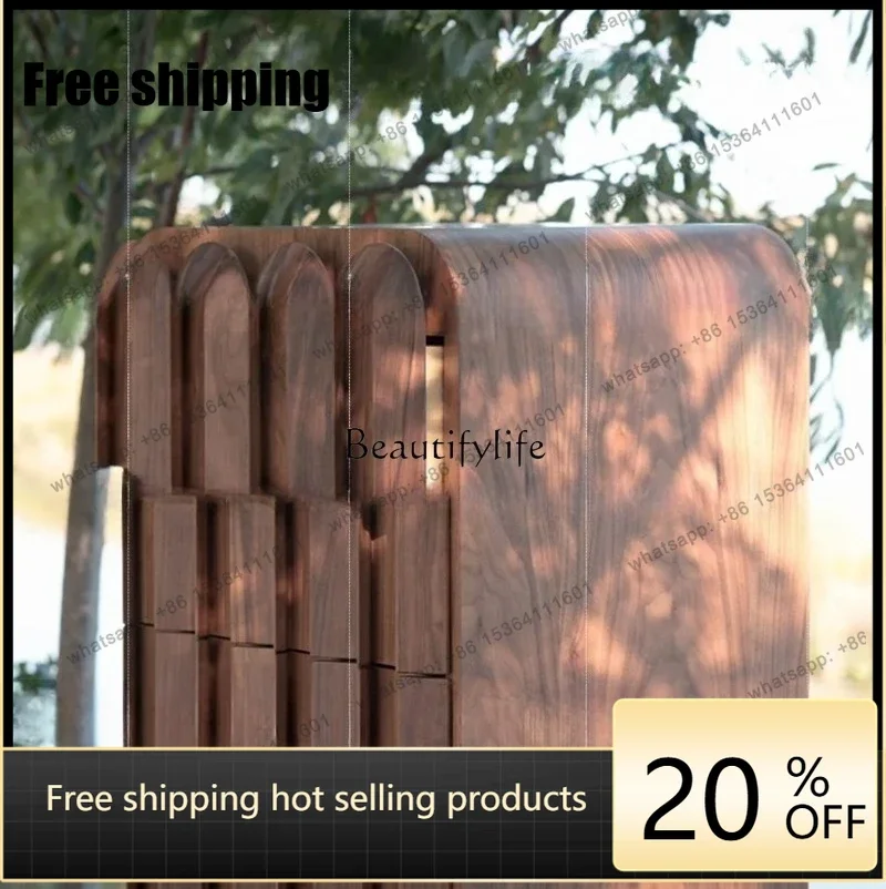 Factory Direct*Medieval solid wood chest black walnut retro dining side storage porch storage cabinet Roman style