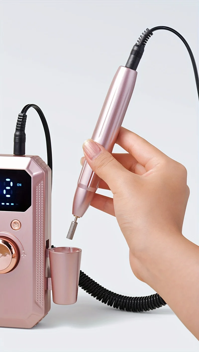 Rechargeable Electric Nail Drill Machine, Professional Nail Polisher with 11 Nail Drill Bits & 20 Sanding Bands, High Speed Manicure Tool for Salon & Home Use, Perfect Gift for Women