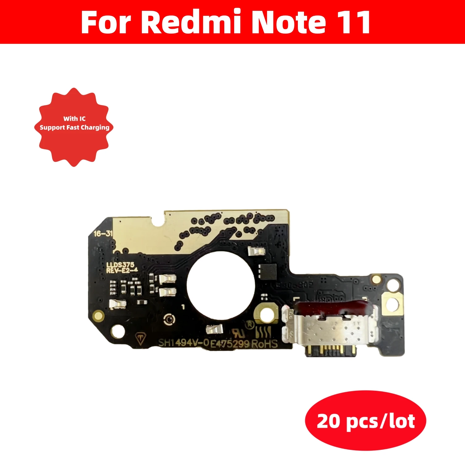 20 Pcs/Lot USB Charger For Redmi Note 11 Dock Connector Board Charging Port Flex Cable Replacement Parts