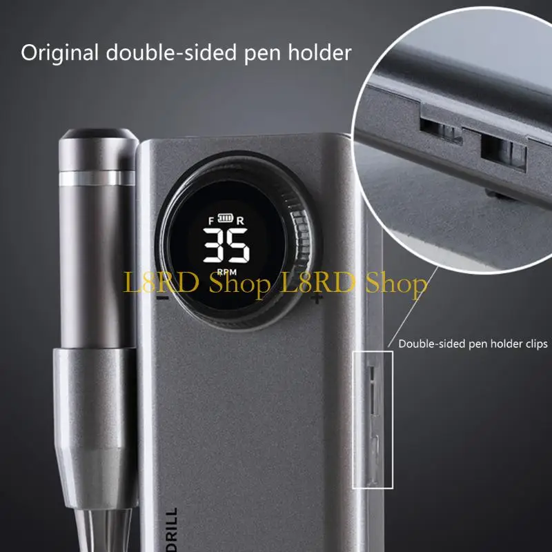 L8RD 0-35000RPM Wiertło do paznokci do paznokci akrylowej jest wyposażone w 6 bitów wiertniczych i szlifierki do kompleksowego