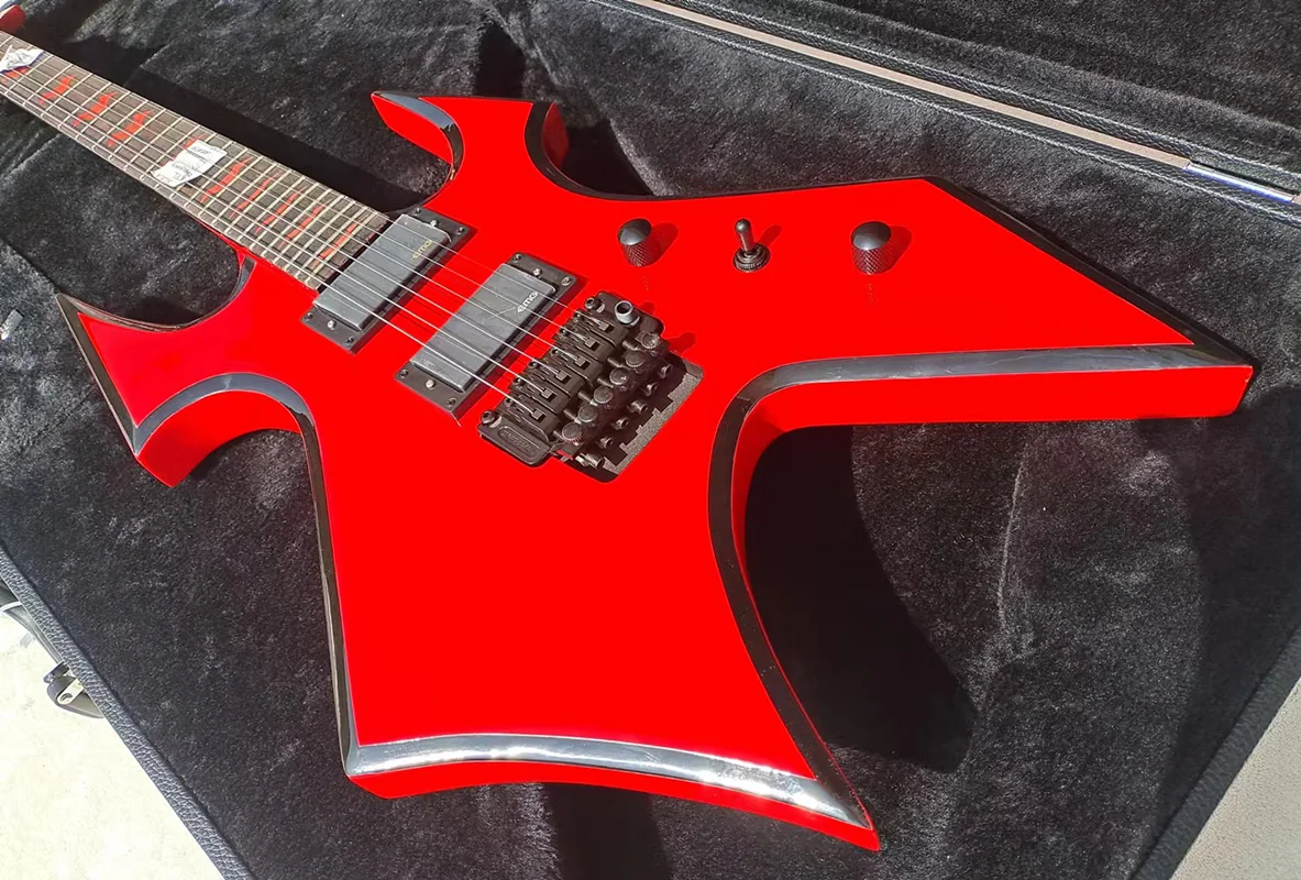 In stock B.O.C.RICH RED  guitar，Ebony finger board，Lock Nut，floyd rose vidrato bridge ，fast shipping