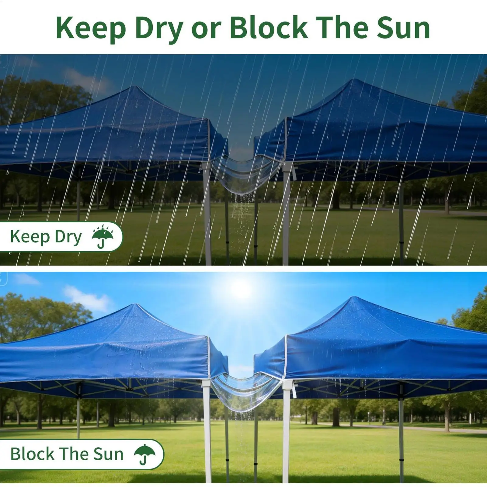 Detachable Transparent Rain Gutter for Canopy Tent Guard Part Roof Top Tent Rain Gutters for Outdoor Backyard Patio Porch