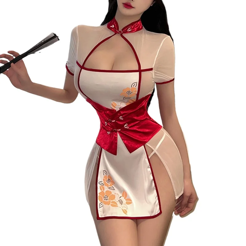 

Chinese Style Qipao Skirt Sexy Lingerie Maid Porno Pure Desire Sweet Ancient Uniform Temptation Cheongsam Dress Backless Pajamas