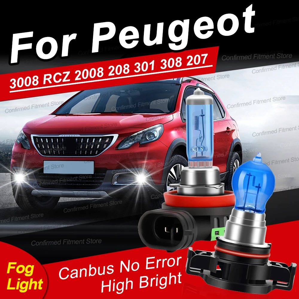 

2Pcs Canbus Error Free H11 5202 Auto Halogen Front Fog Lamps 6000K White Lights Bulb For Peugeot 3008 RCZ 2008 208 301 308 207