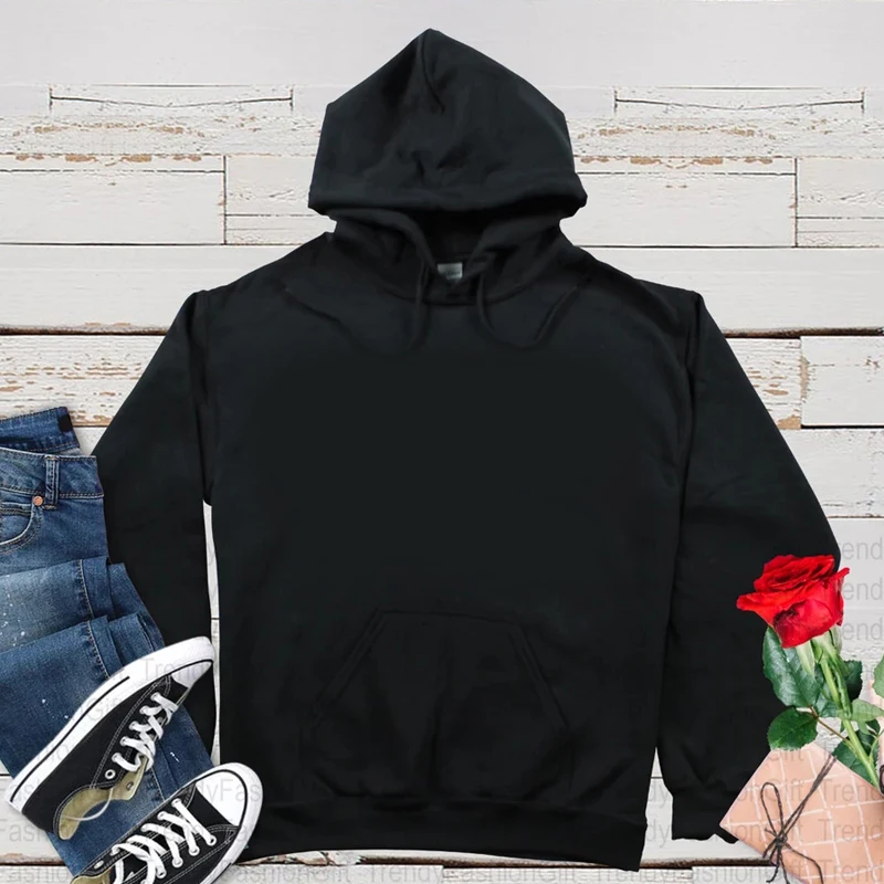 Fashion Mens Loose Sweatshirt Hoodies Black Rose Rhinestone Hoody Male Casual Warm Streetwear Jacket Coats Women Unisex Pullover