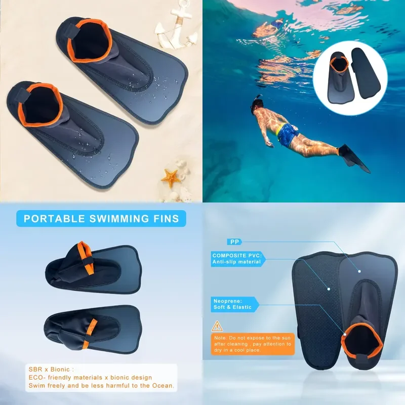 Portable Swimming Fins for Beginners Travel Enthusiasts Adults Kids Lightweight Cloth Material 2026 New Design Factory Price