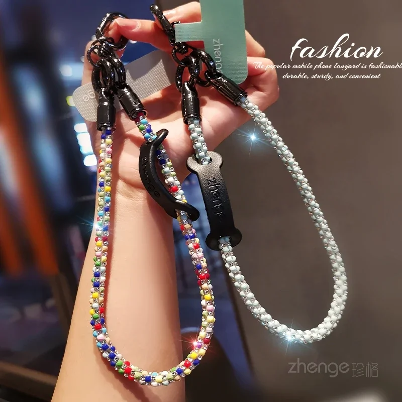 

Full Diamond, Mobile Phone Hanging Chain, Women's Short Hand Strap, Anti Loss and Anti Drop Handheld Hanging Chain