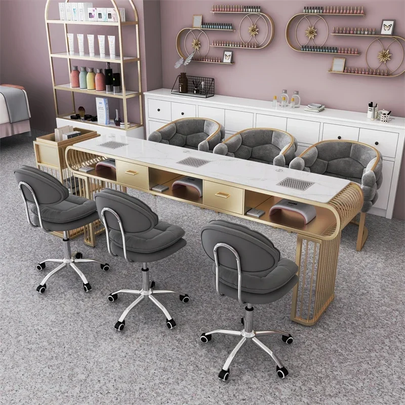 

Simple Salon Nail Desk Vacuum Cleaner Auxiliary Office Manicure Technician Table Manicure Salon Furniture