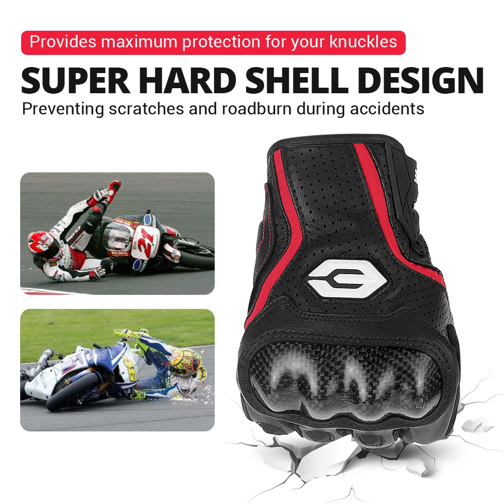 Guantes de cuero para motocicleta para hombre y mujer, manoplas protectoras de malla transpirable para pantalla táctil, Motocross, Scooter al aire libre, ciclismo, novedad