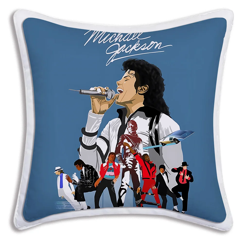 Michael Jacksons Pillow Covers Cartoon Sofa Decorative Home Double-sided Printing Short Plush Cute Cushion Cover