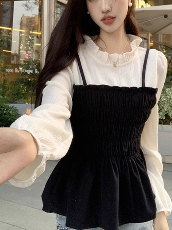 

Уникальный Long Sve ort irt женский зимний скрытый живот кукла irt топ для похудения корейский Sle Bubble Sve круглый Ne