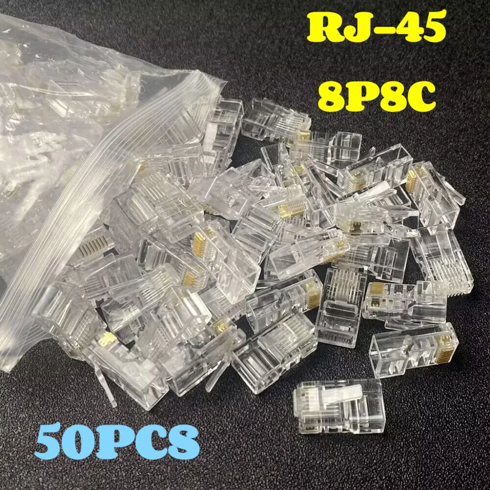 

10/30/50/100PCS/lot RJ-45 Ethernet Cables Module Plug Network Connector For UTP Cat5 Cat5e RJ45 Network Cable Crystal Heads 8P8C