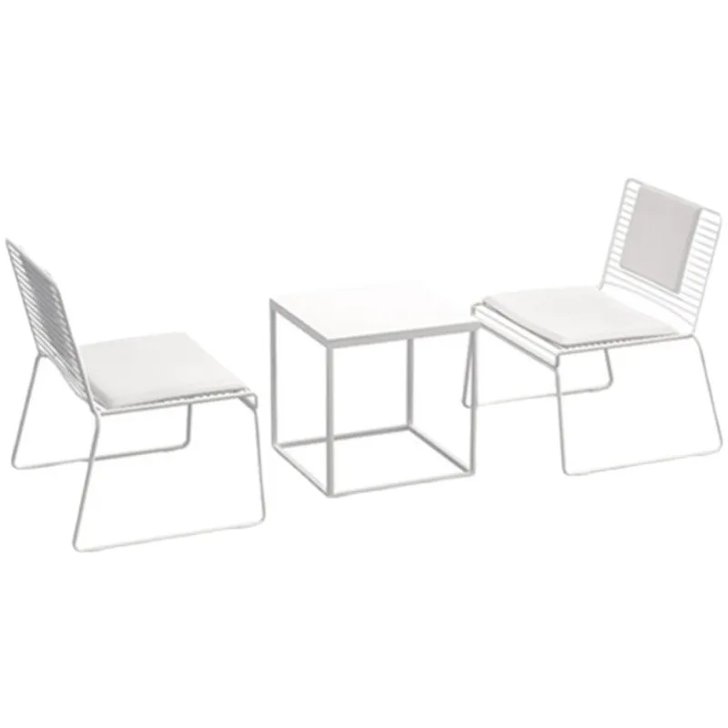 

Leisure outdoor tables and chairs milk tea shop courtyard personalized wrought iron mesh dining chair balcony