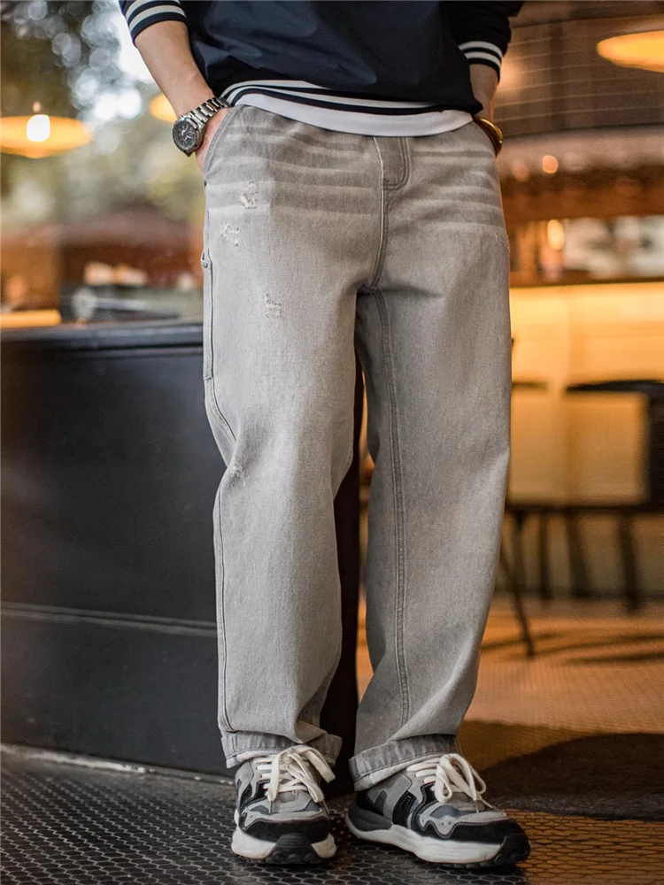 

Мужские джинсы Maden American Retro Waed ey Denim, прямые, рваные, повседневные, из хлопка, весенние