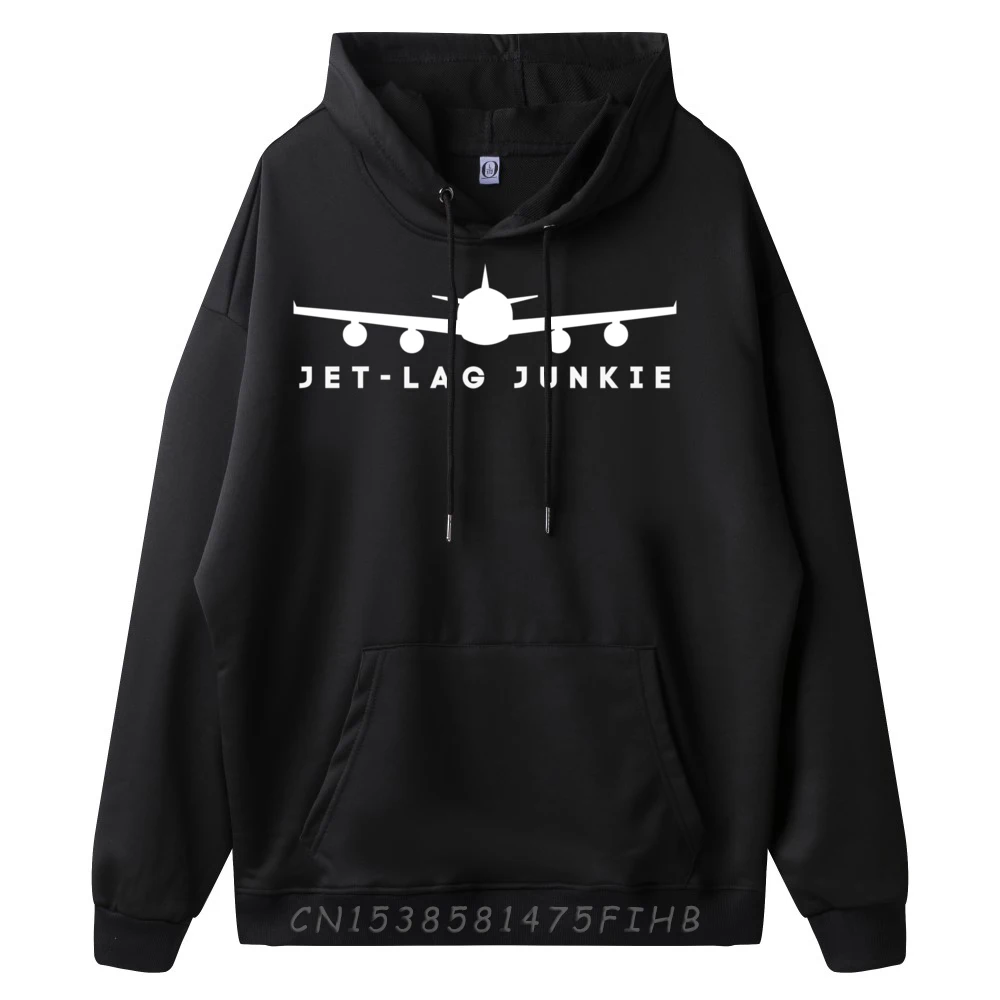 Mens Jet Lag Junkie Love Traveling Airplane Flight Vacation Graphic Pullover Hoodies Men Oversized Free Shipping Clothes