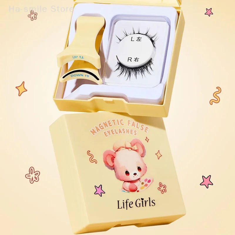 Juego de pestañas magnéticas calientes, 1 par, reutilizable, sin necesidad de pegamento, pestañas postizas con pinzas magnéticas, herramienta de maquillaje de pestañas postizas rizadas