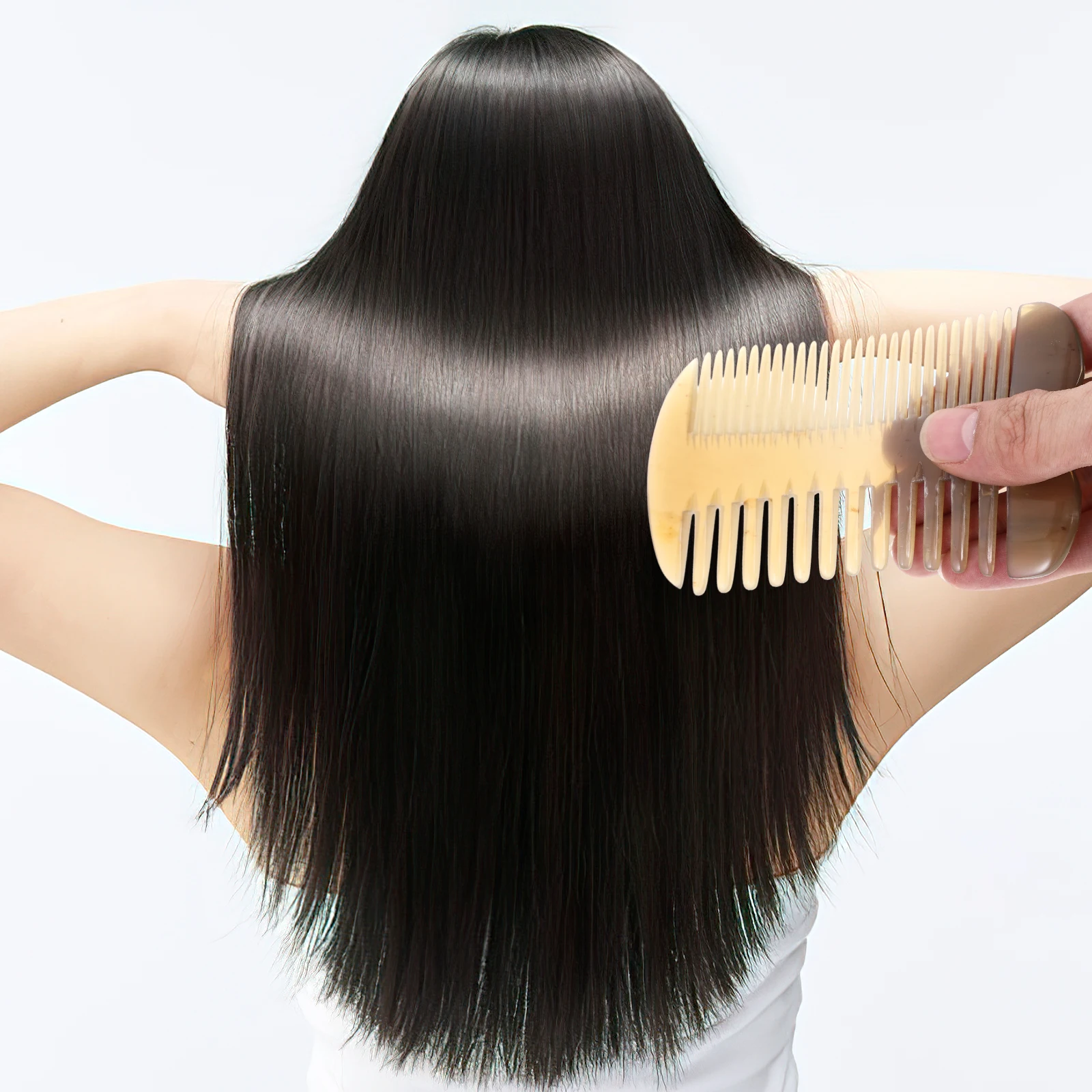 

Massage Comb Buffalo Horn 2 Sided Fine Tooth Double Sided Hair Care Lightweight Anti Static Scalp Stimulator Gifts