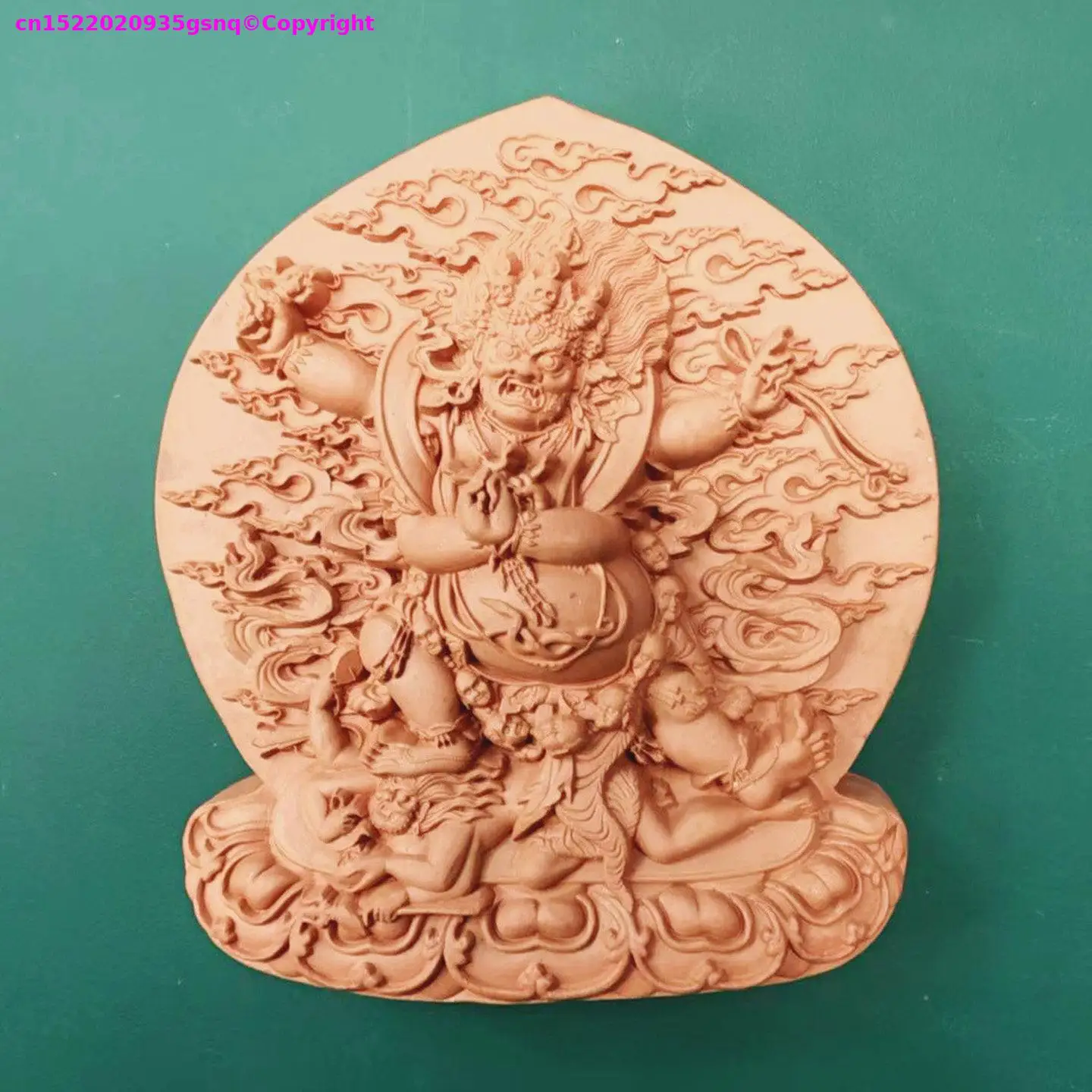 Exclusive Holy pottery clay Four-armed Vajrapani Bodhisattva handmade clay sat-chaya tsha-tsha Buddhist temple lama monk worship