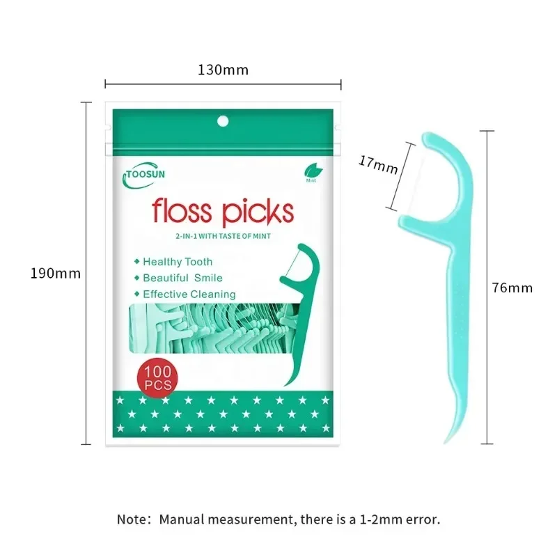 100/200/300/500 Stück Mint Zahnseide-Sticks für Erwachsene – ultrafeine Flosser Home Set – tragbare Zahnstocher-Faden-Zahnseide-Box